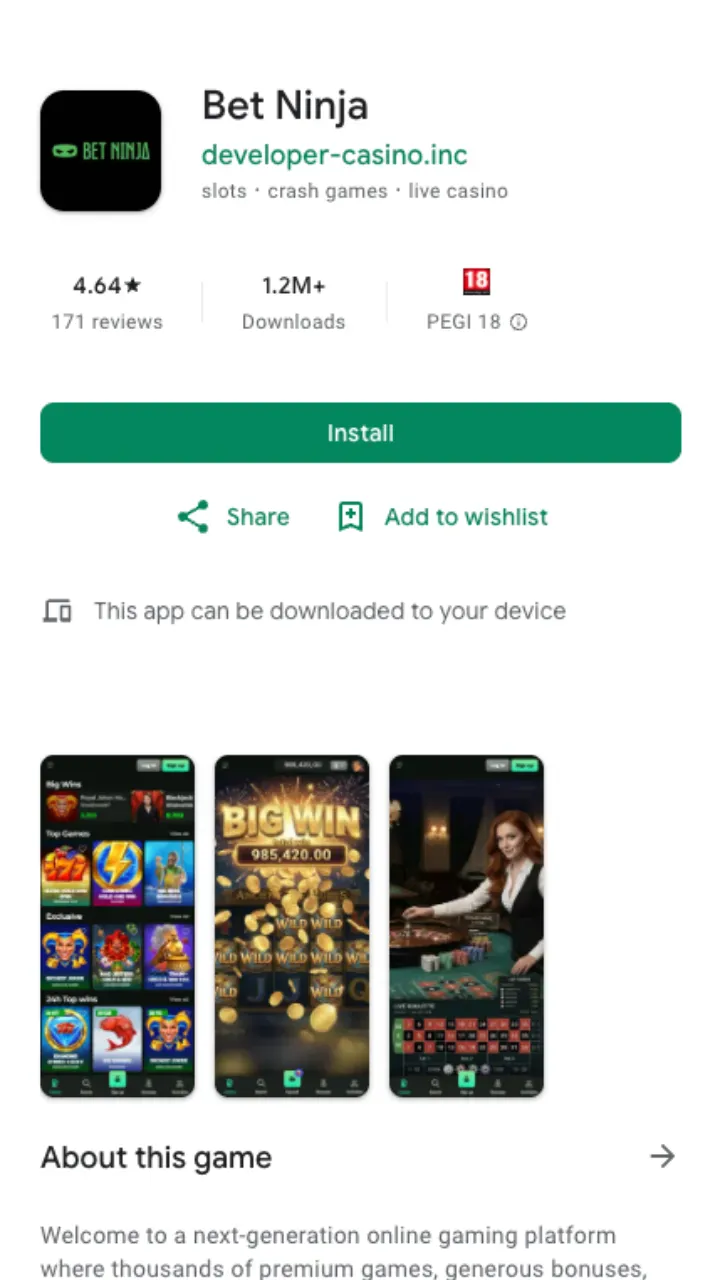 Bet Ninja Casino app